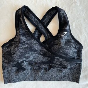 Gymshark, black, camo sports bra